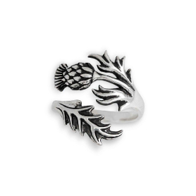 Luxe Silver Plate Adjustable Thistle Ring