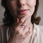 Luxe Silver Plate Adjustable Wave and Whale Tail Ring on hand
