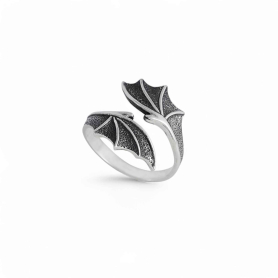 Luxe Silver Plate Adjustable Bypass Dragon Wing Ring side view