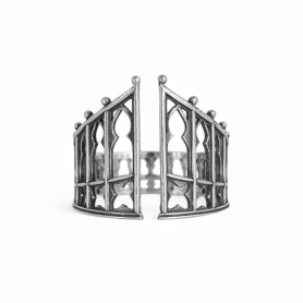 Luxe Silver Plate Adjustable Gothic Gate Ring