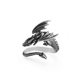 Luxe Silver Plate Adjustable Dragon Ring