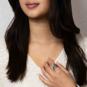 Luxe Silver Plate Adjustable Dragon Ring on model