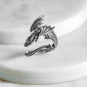 Luxe Silver Plate Adjustable Dragon Ring on white marble