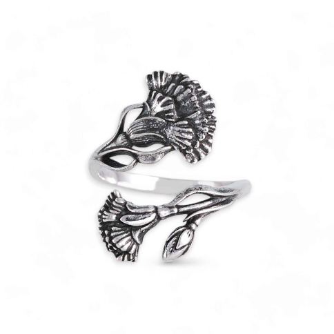 Silver Plate Adjustable Carnation Ring - January 