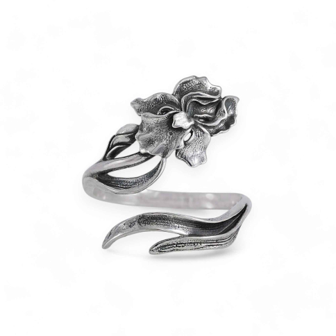 Silver Plate Adjustable Iris Ring - February 