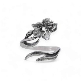 Luxe Silver Plate Adjustable Iris Ring - February