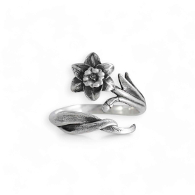 Luxe Silver Plate Adjustable Daffodil Ring - March