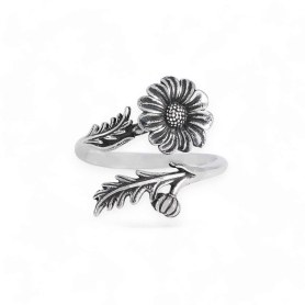 Luxe Silver Plate Adjustable Daisy Ring - April