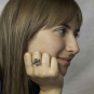 Silver Plate Adjustable Rose Ring on hand
