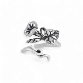 Luxe Silver Plate Adjustable Morning Glory Ring - September