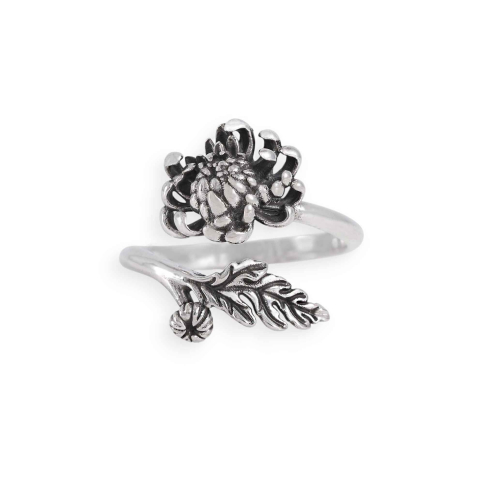 Silver Plate Adjustable Chrysanthemum Ring