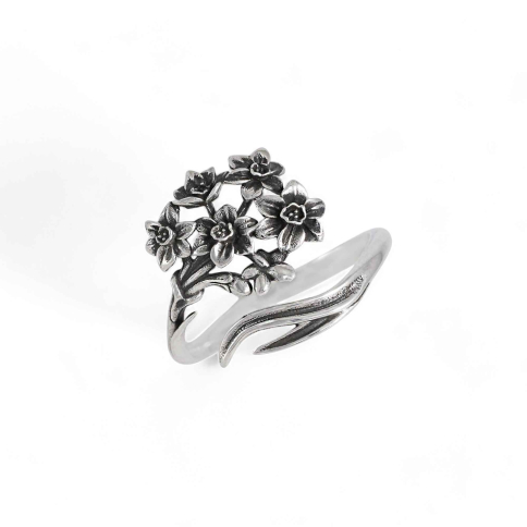 Silver Plate Adjustable Narcissus Ring 