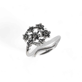 Luxe Silver Plate Adjustable Narcissus Ring - December