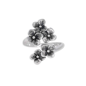 Luxe Silver Plate Hydrangea Bypass Ring