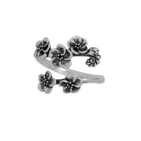 Luxe Silver Plate Forget Me Not Adjustable Ring