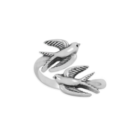 Luxe Silver Plate Adjustable Swallow Ring