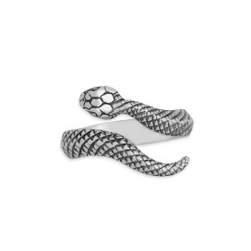 Luxe Silver Plate Scaled Adjustable Snake Ring