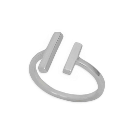 Luxe Silver Plate Adjustable Parallel Bars Ring