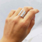 Luxe Silver Plate Adjustable Hammered Shield Ring on hand