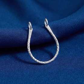 Luxe Silver Plate Hammered U Shape Festoon 25x19mm on dark blue background