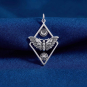 Luxe Silver Plate Moth Charm with Sun and Moon on dark blue background
