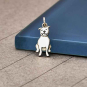 Luxe Silver Plate Pitbull Dog Charm on grey and blue background