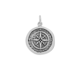 Luxe Silver Plate Wax Seal Compass Charm 22x16mm