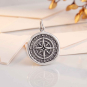 Luxe Silver Plate Wax Seal Compass Charm 22x16mm on cream background