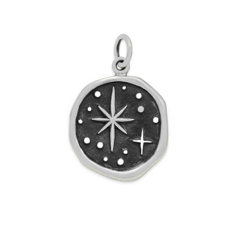 Luxe Silver Plate Wax Seal North Star Charm 22x15mm