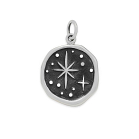 Luxe Silver Plate Wax Seal North Star Charm 22x15mm