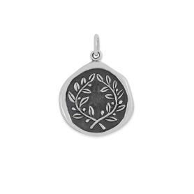 Luxe Silver Plate Laurel Wreath Wax Seal Charm 23x17mm