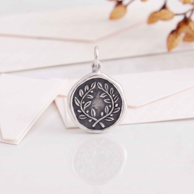 Luxe Silver Plate Laurel Wreath Wax Seal Charm 