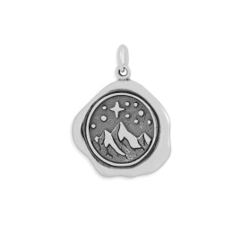 Luxe Silver Plate Mountain Wax Seal Charm 23x19mm