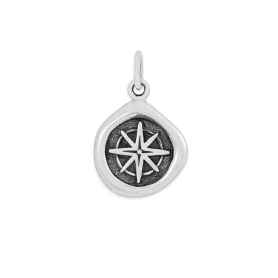 Luxe Silver Plate Small Wax Seal Compass Charm 19x12mm