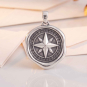 Luxe Silver Plate Wax Seal Compass Pendant on light background