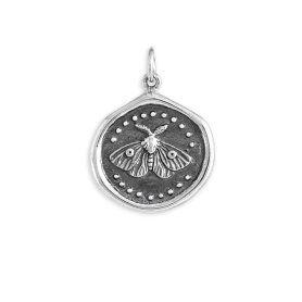 Luxe Silver Plate Wax Seal Moth Charm 23x18mm