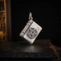 Luxe Silver Plate Pentagram Spell Book Charm on dark background