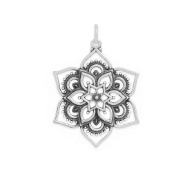 Luxe Silver Plate Openwork Lotus Mandala 31x22mm
