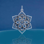 Luxe Silver Plate Openwork Lotus Mandala on blue background