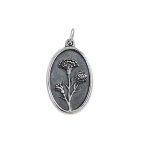 Luxe Silver Plate Carnation Charm - January 25x13mm