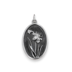 Luxe Silver Plate Daffodil Charm - March Birthflower 25x13mm