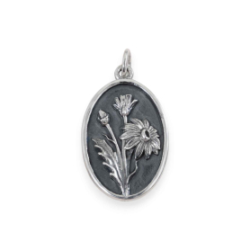 Luxe Silver Plate Daisy Charm - April Birthflower 25x13mm