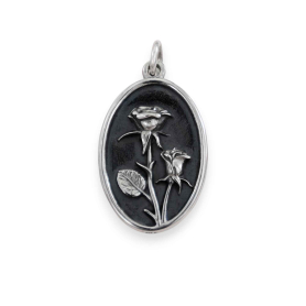 Luxe Silver Plate Rose Charm - June Birthflower 25x13mm