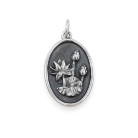 Luxe Silver Plate Waterlily Charm - July Birthflower 25x13mm