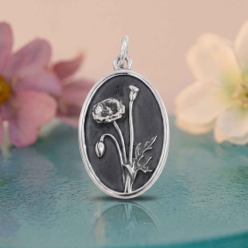 Luxe Silver Plate Poppy Charm