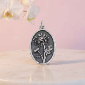 Luxe Silver Plate Chrysanthemum Charm