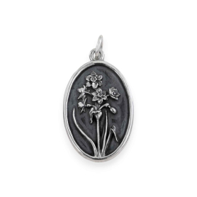 Luxe Silver Plate Narcissus Charm - December 25x13mm