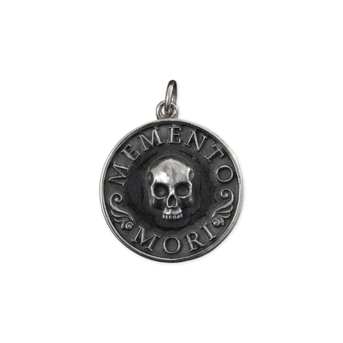 Luxe Silver Plate Memento Mori Skull Pendant 24x18mm