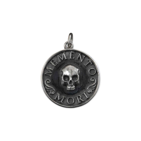 Luxe Silver Plate Memento Mori Skull Pendant 24x18mm