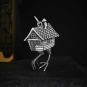 Luxe Silver Plate Baba Yaga House Charm on dark background